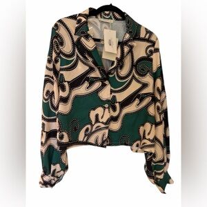 MULLA BLOUSE Stylish Green and Black large NWT